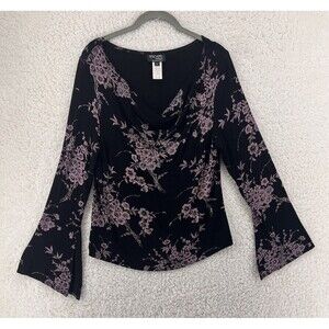 Vintage Xscape Top Women L Y2K 90s Fairy Grunge Whimsigoth Floral Witchy Sparkle